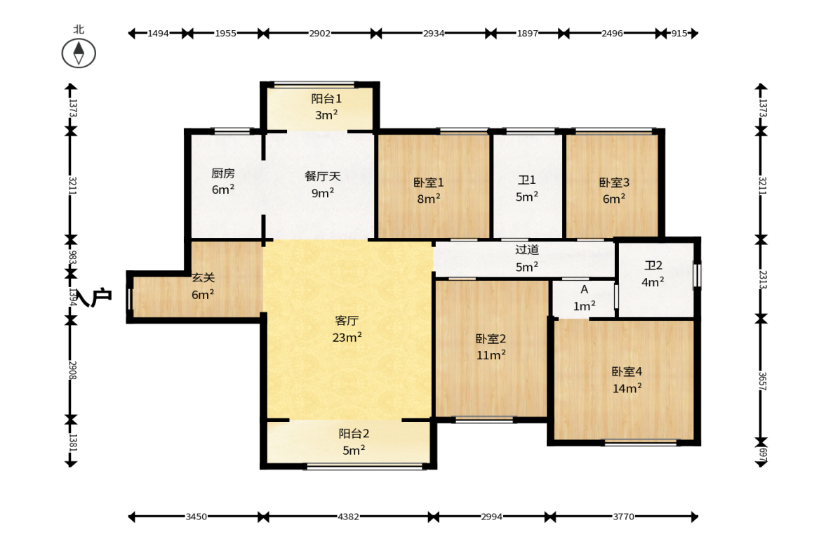 顺舟旺城 4室2厅2卫 110.0万 顺舟旺城 4室2厅2卫 110.0万户型图