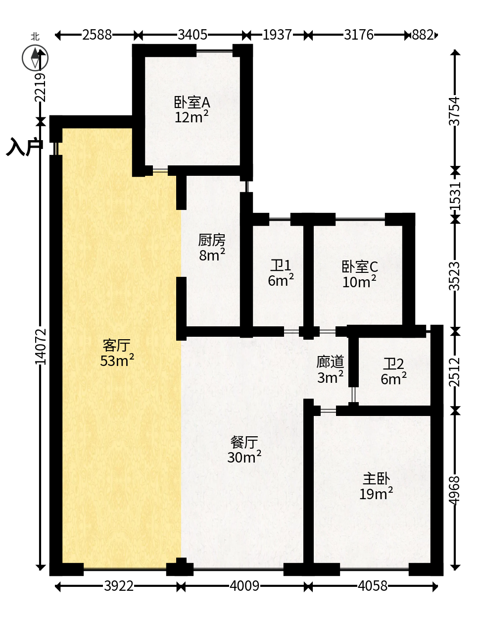 建投象山国际  4室2厅2卫   180.00万户型图