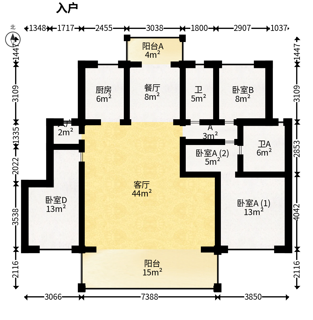 绿地麓湖郡  3室2厅2卫   209.80万户型图