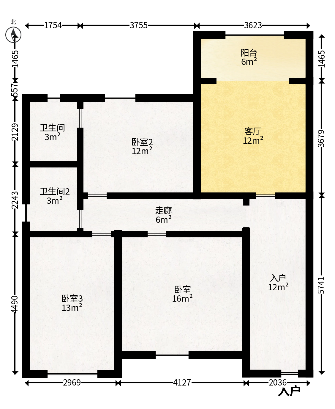 星城国际  1室2厅1卫   50.00万户型图
