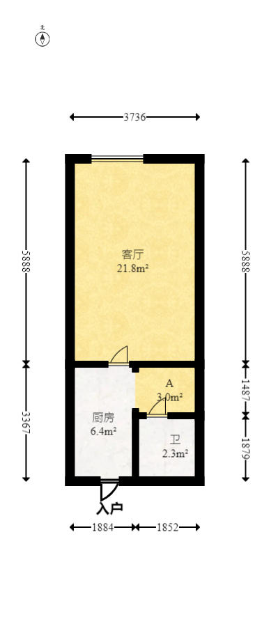 弘阳时光里  2室1厅1卫   45.00万户型图