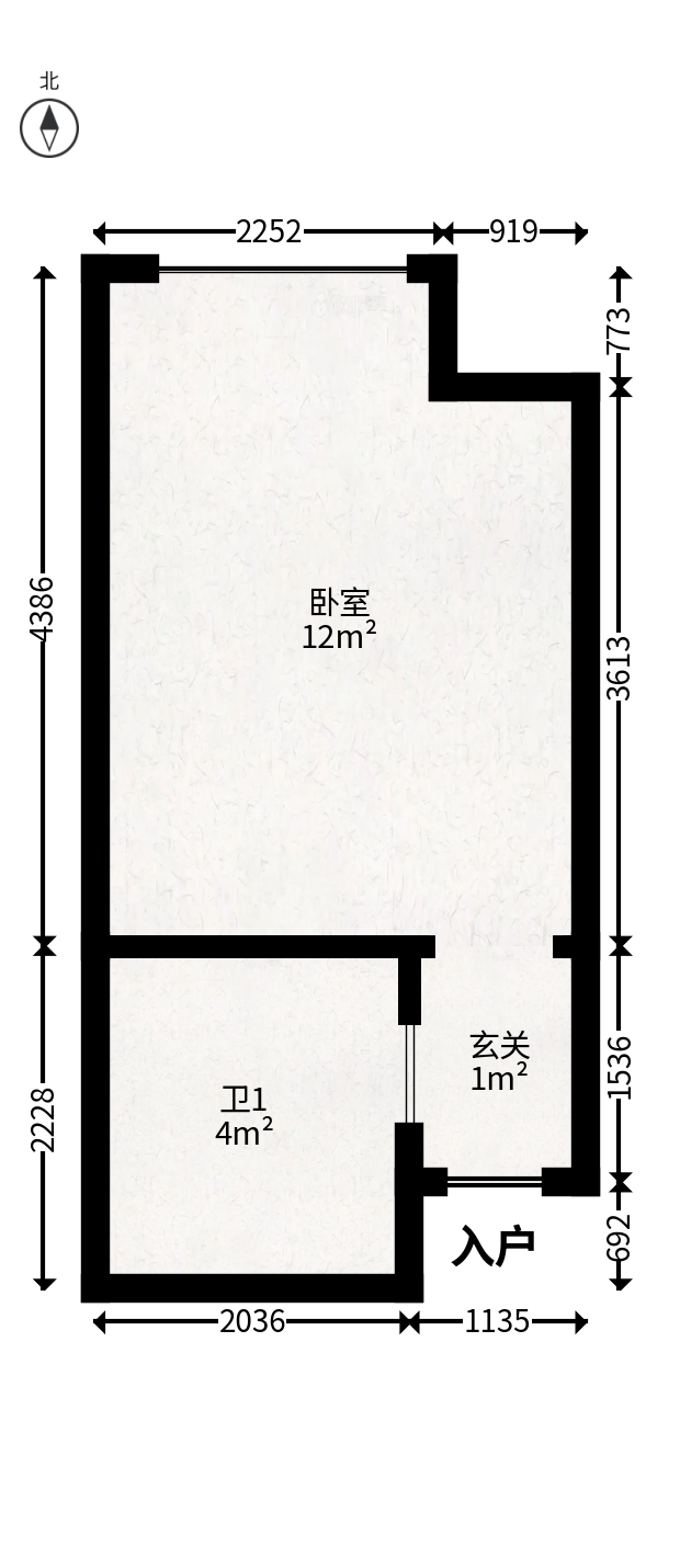 洋湖时代  1室1厅1卫   13.00万户型图