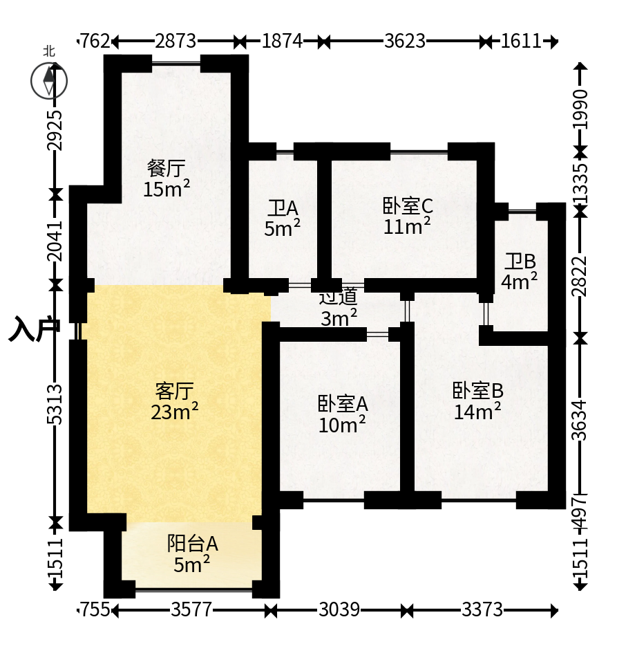伊景园滨河苑  3室2厅2卫   100.00万户型图