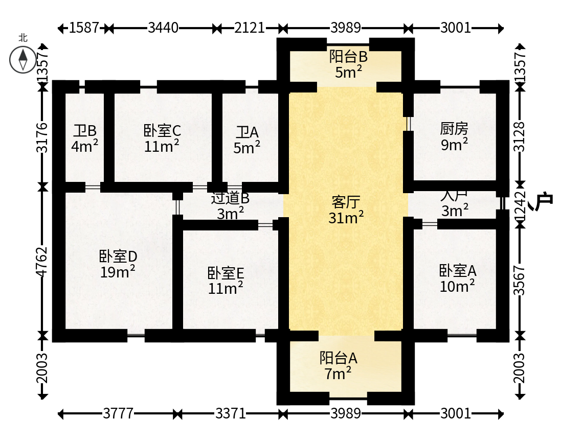 万科魅力之城锋镜里  4室2厅2卫   196.00万户型图