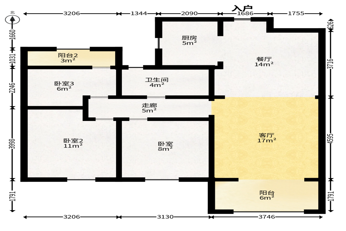 南益名士豪庭  3室2厅2卫   106.00万户型图