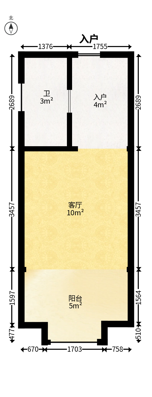 金科时代中心  1室1厅1卫   12.90万户型图