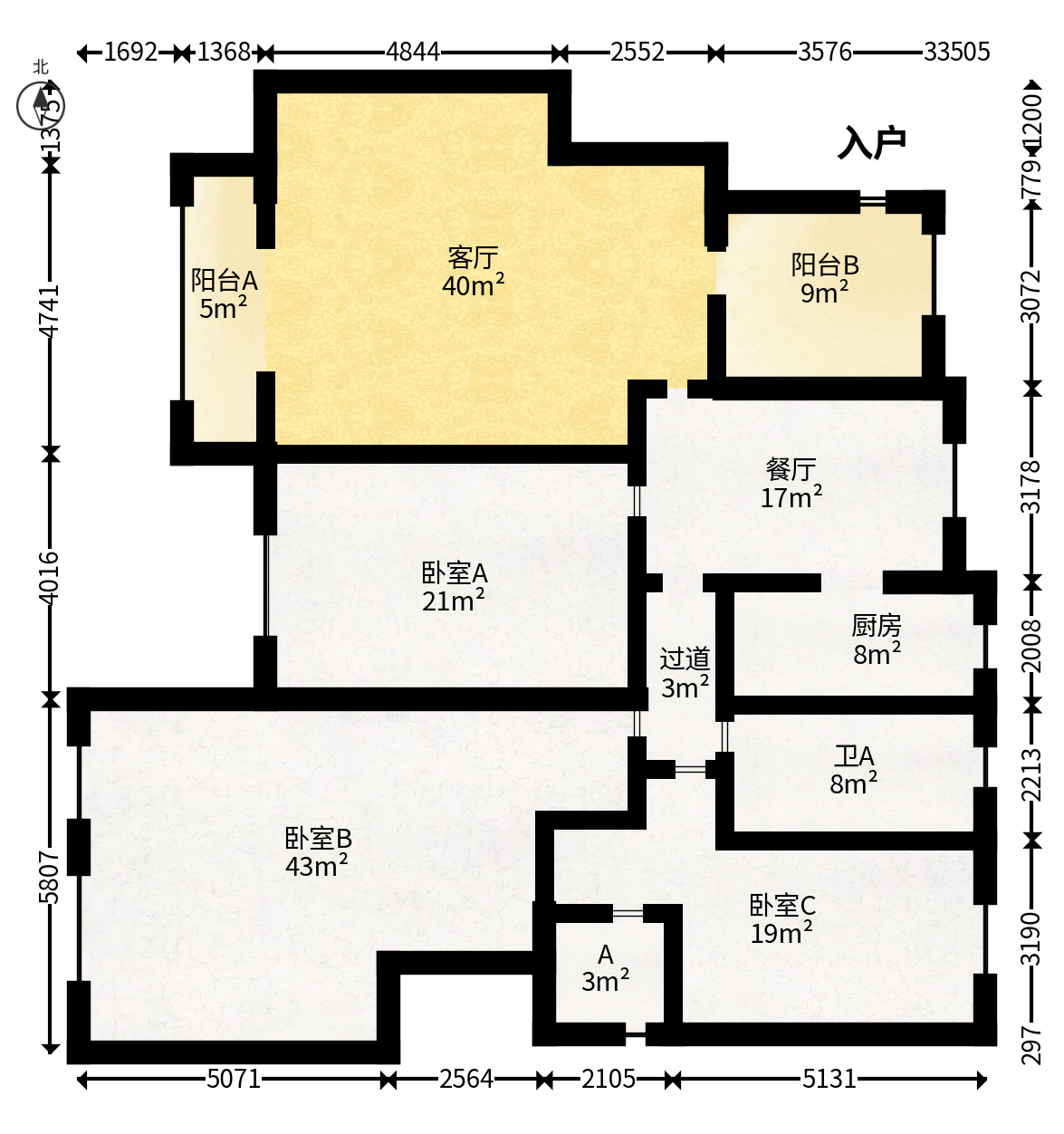保利城（中航城国际社区、郡原美村）  3室2厅2卫   178.00万户型图