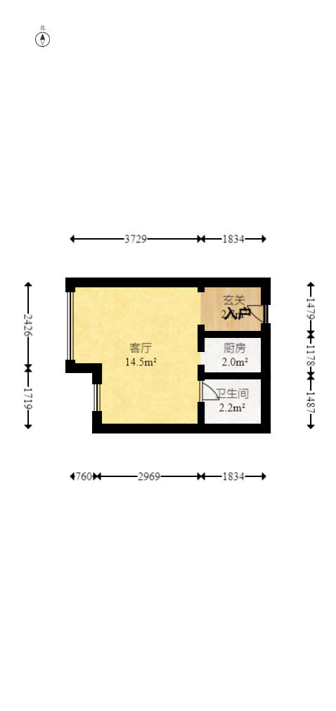 中建芙蓉嘉苑  1室1厅1卫   15.50万户型图