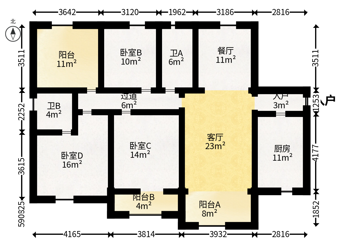 中建嘉和城  4室2厅2卫   140.00万户型图