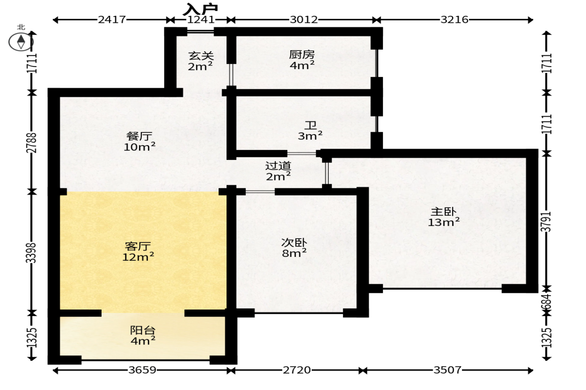 绿地香树花城  2室2厅1卫   32.80万户型图