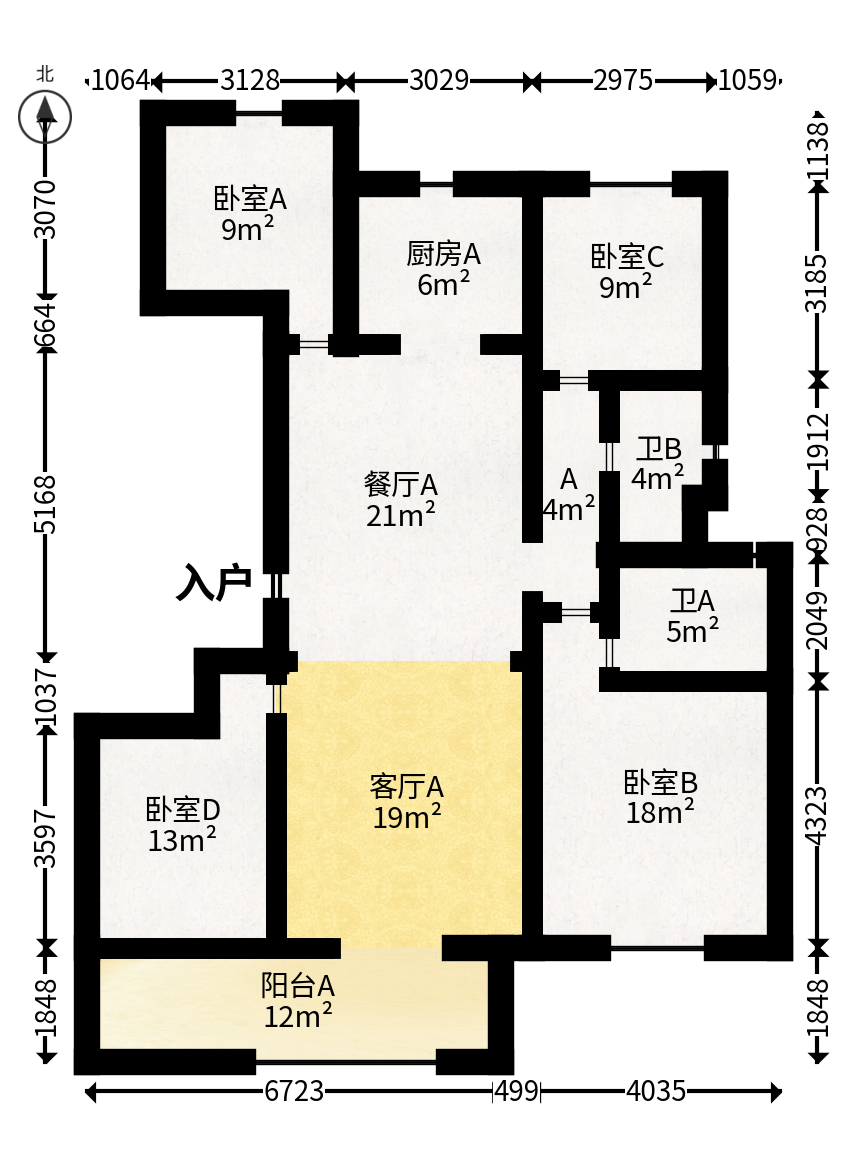龙湖日盛奕境  4室2厅2卫   146.00万户型图