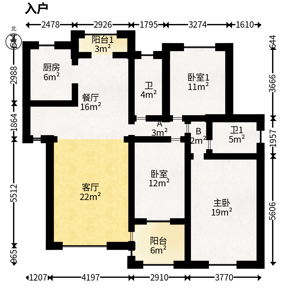 山水湾  3室2厅2卫    75.0万户型图