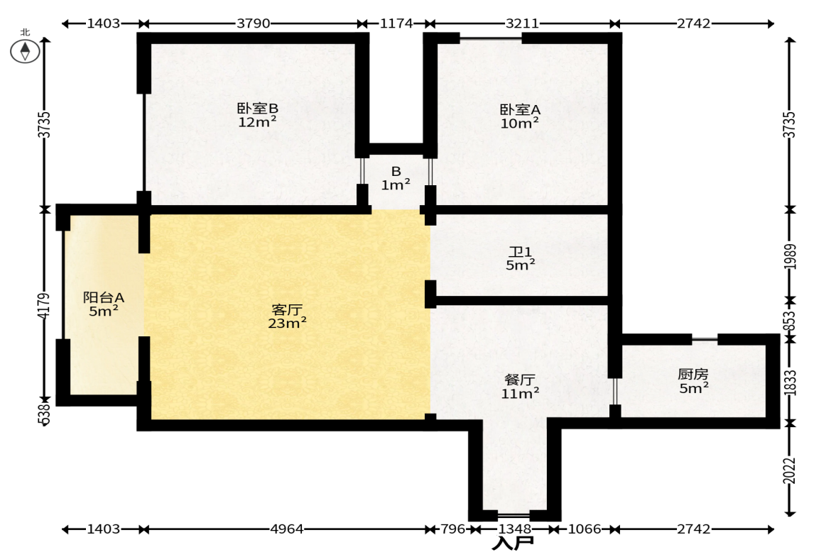 恒丰天湘华庭  2室2厅1卫   62.00万户型图