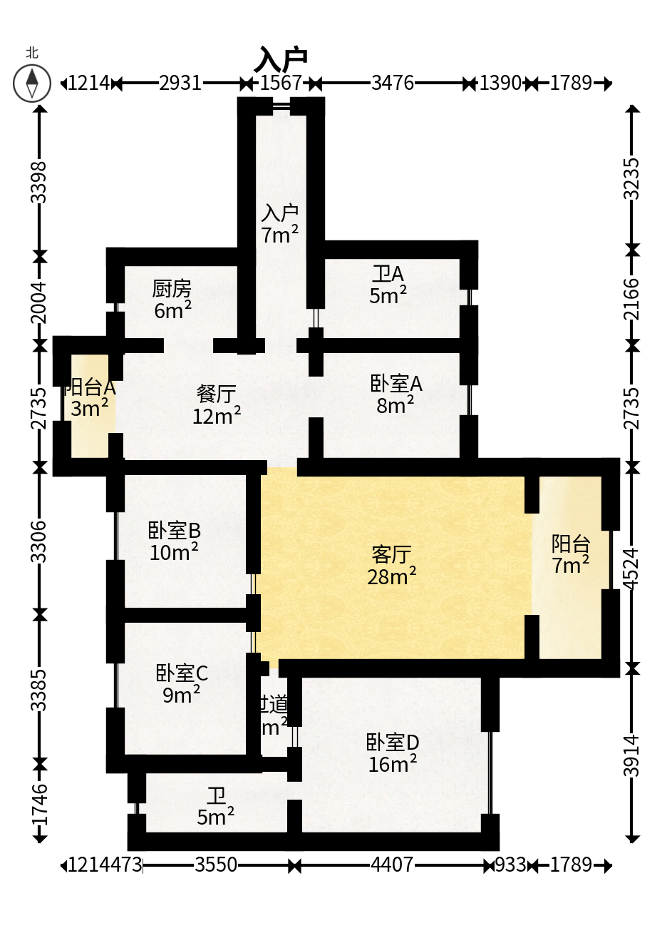 富春山  4室2厅2卫   105.00万户型图