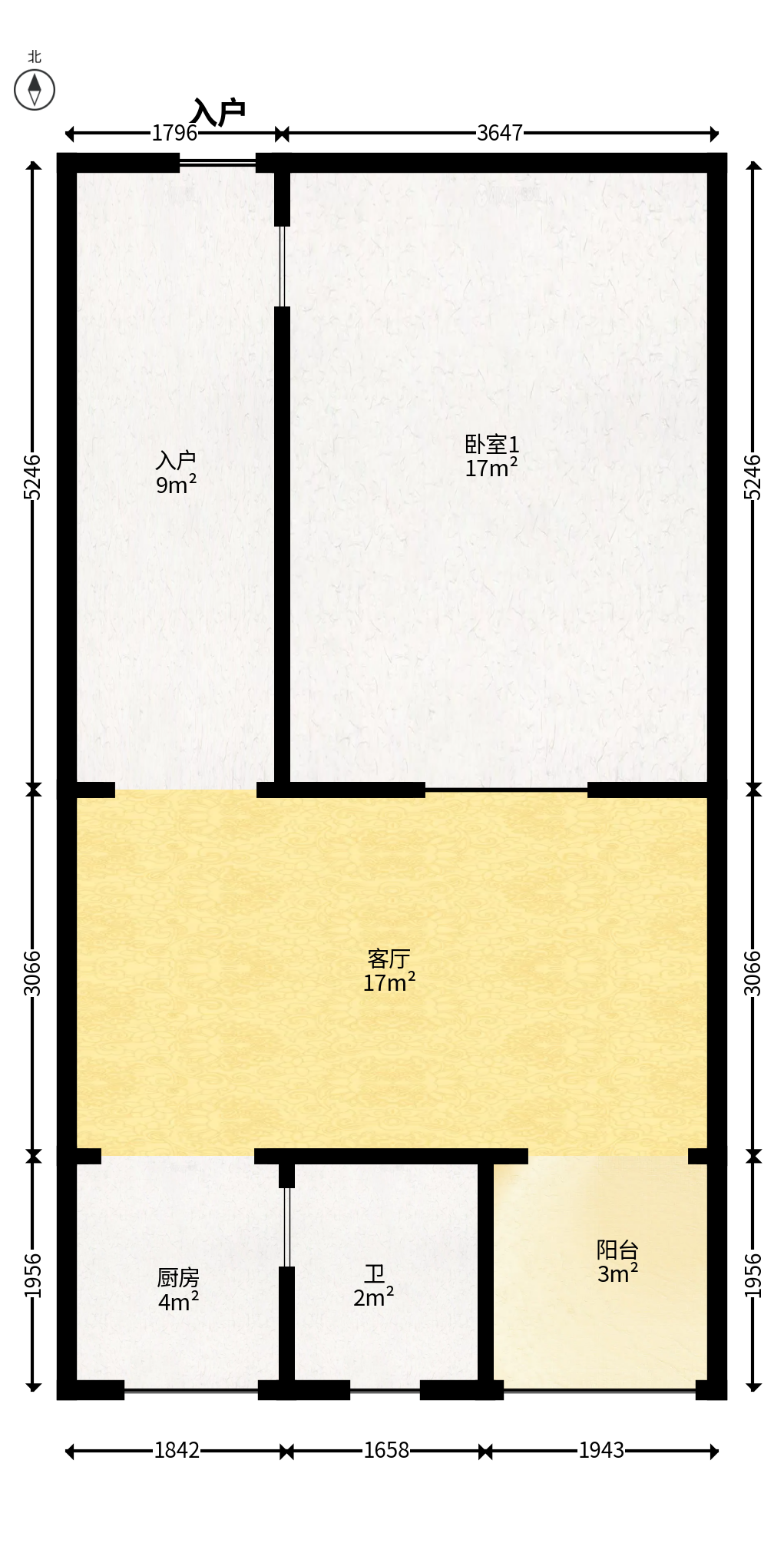 长钢宿舍小区  1室1厅1卫   32.00万户型图