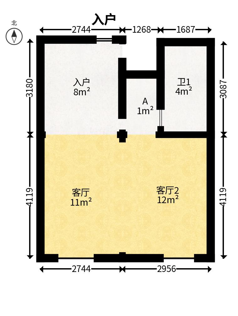 明昇壹城（明昇时代广场）三期  2室2厅2卫   70.00万户型图