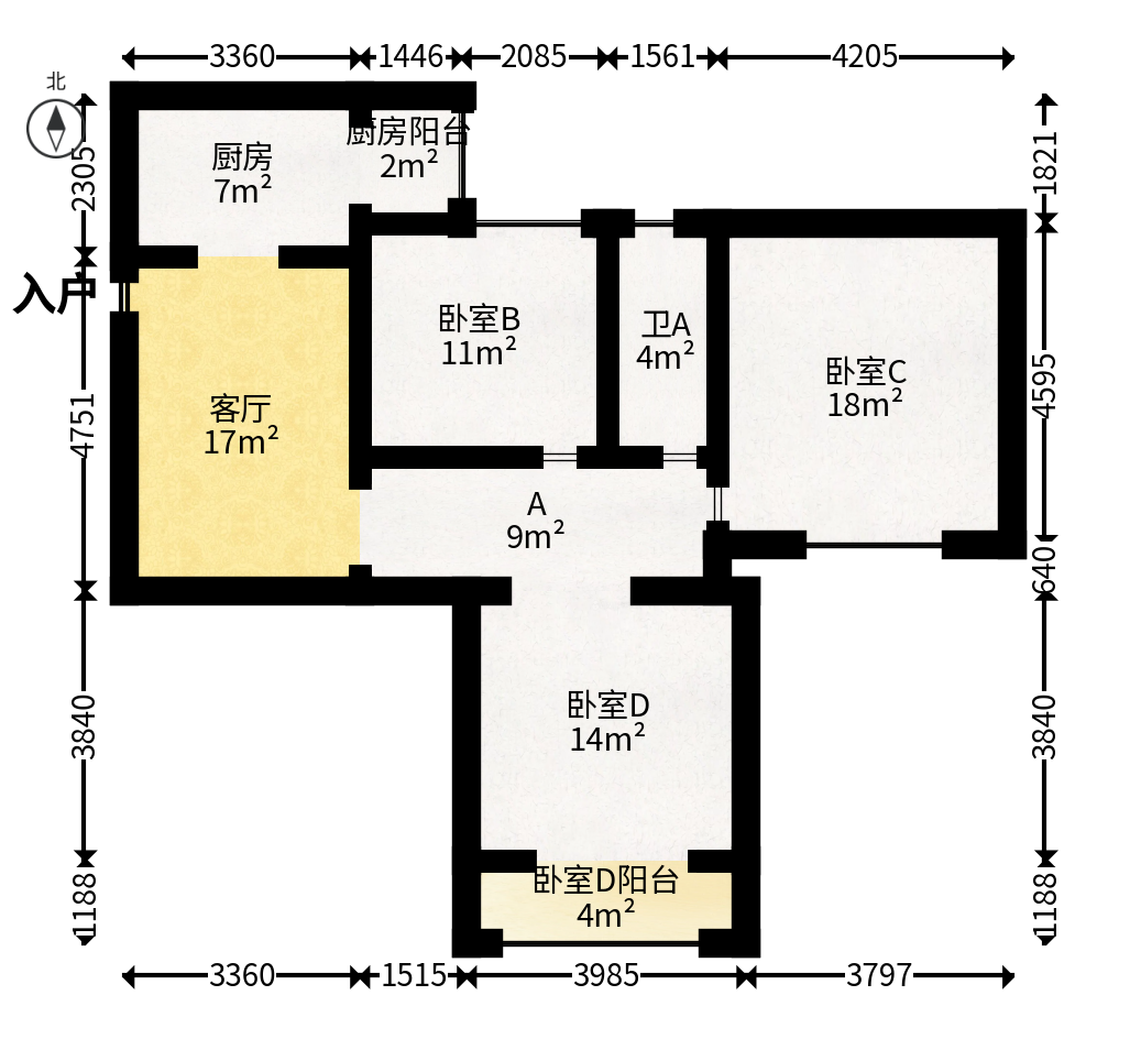 德润园  3室2厅1卫   60.00万户型图