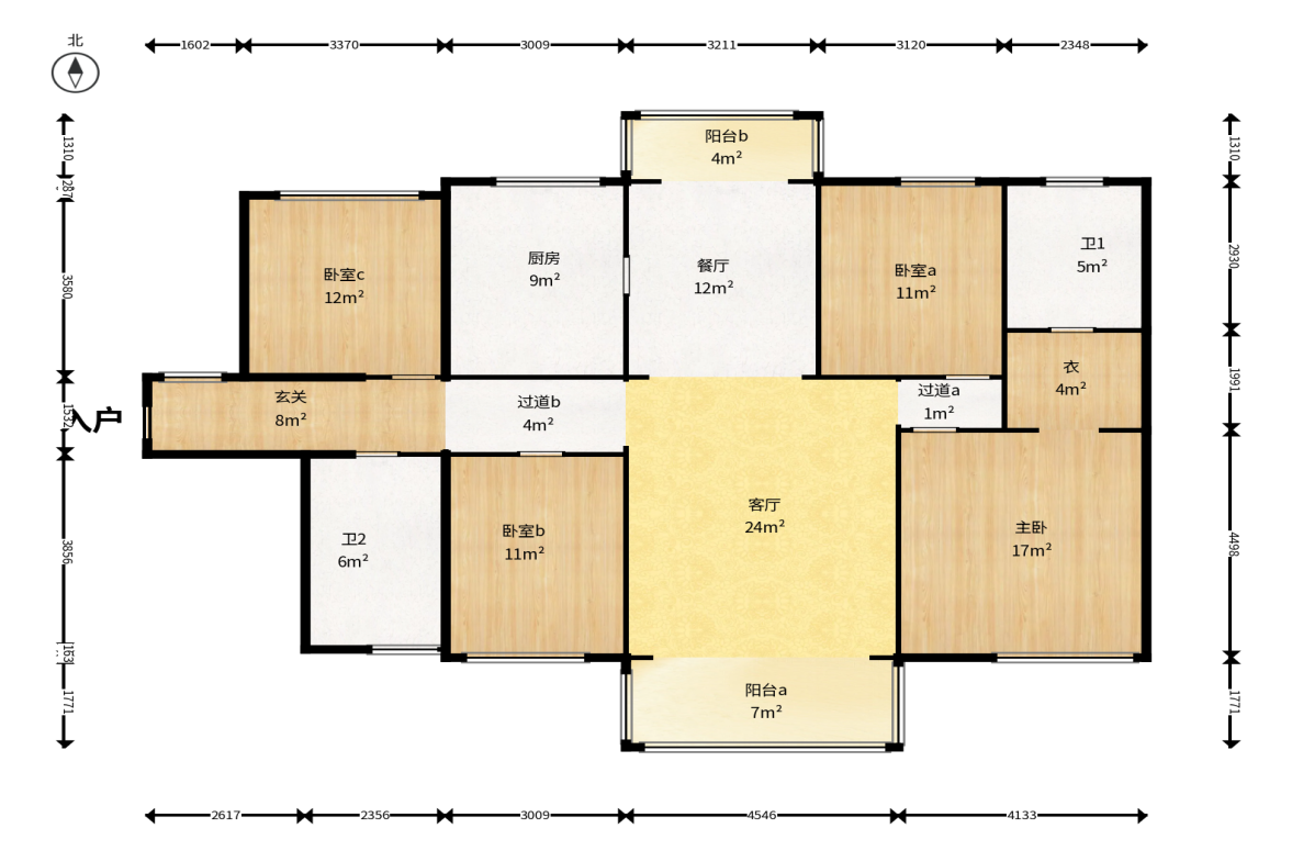 三润城（三润星城）  4室2厅2卫    125.0万户型图
