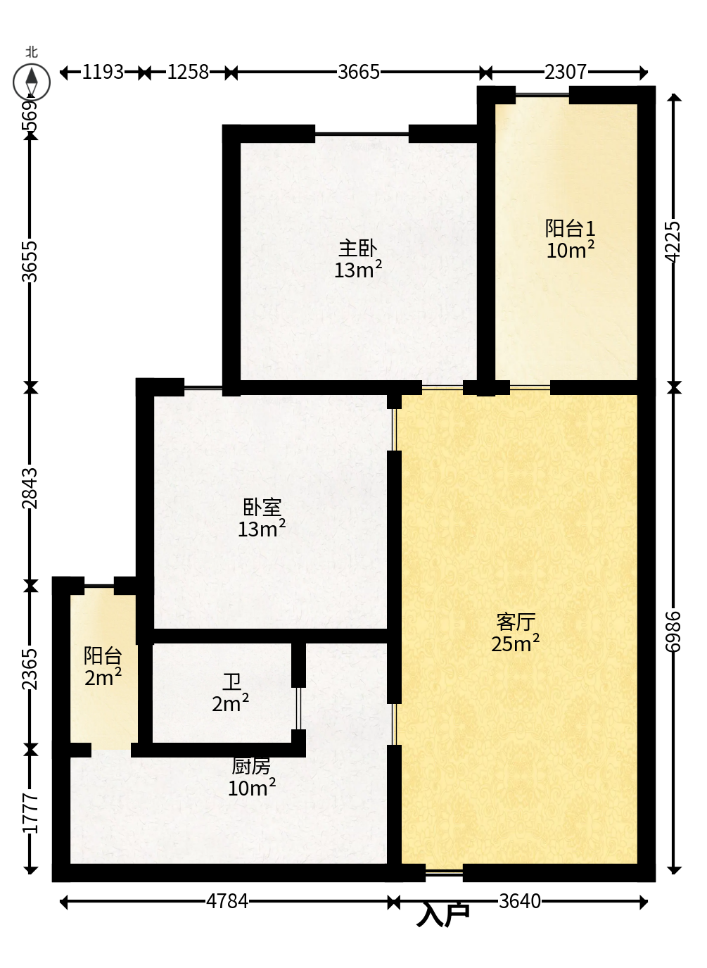 万象新天  3室2厅2卫   135.00万户型图