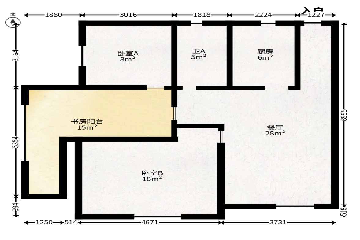 谷山庭院  3室2厅1卫   56.80万户型图