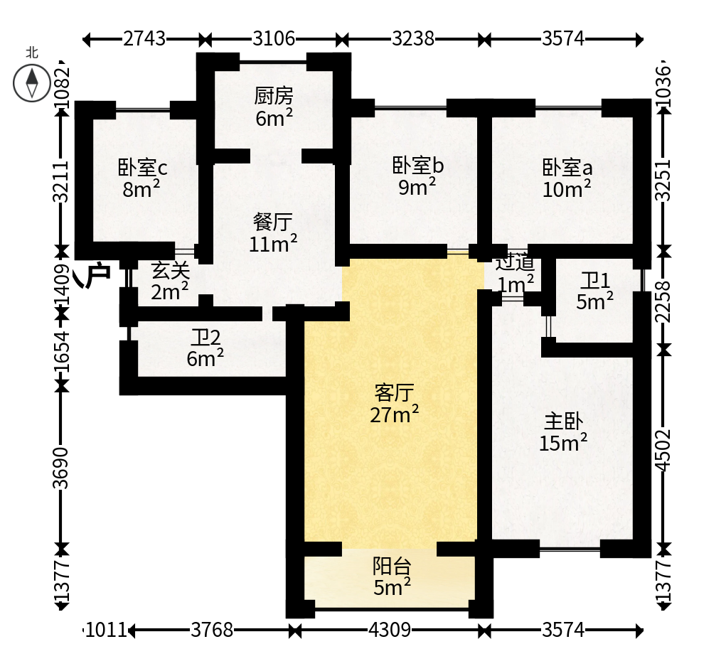 澳海月亮湾  4室2厅2卫   85.00万户型图