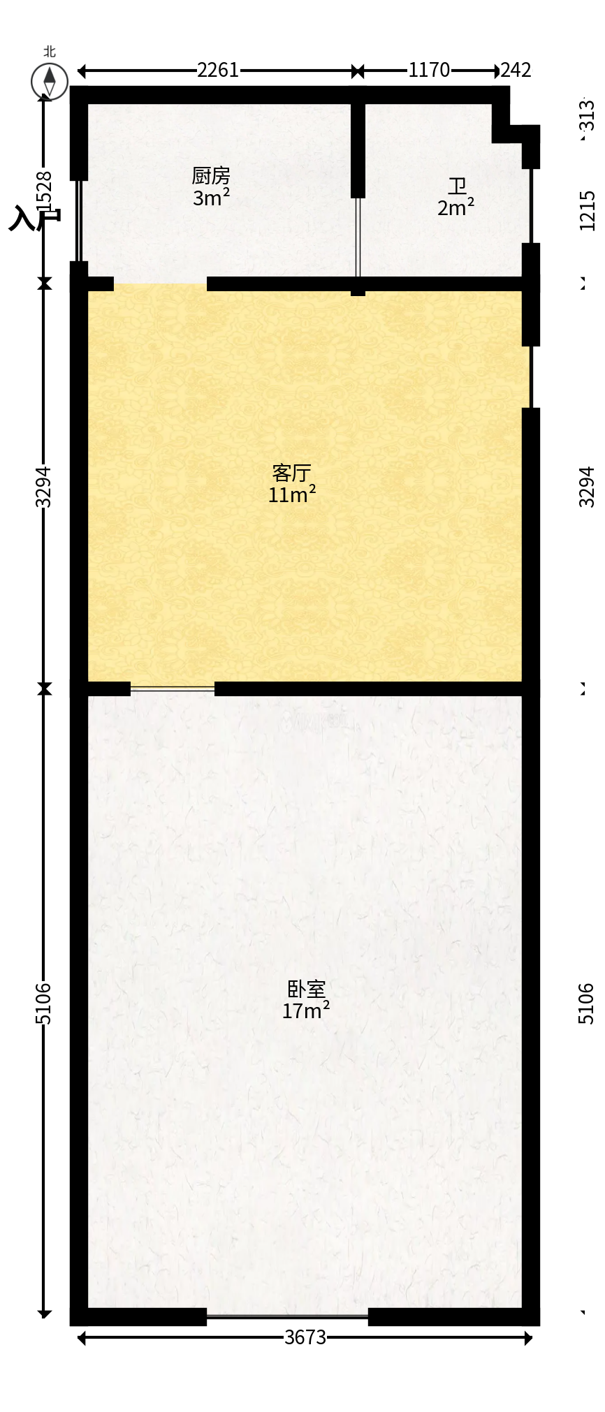 金科园  1室1厅1卫   29.80万户型图