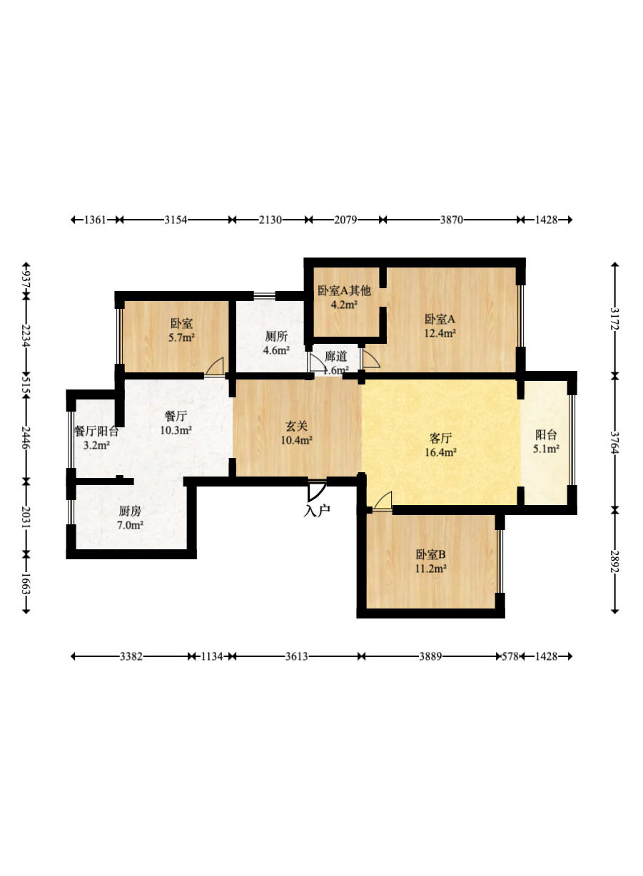 建发电建江山悦  3室2厅2卫   169.00万户型图