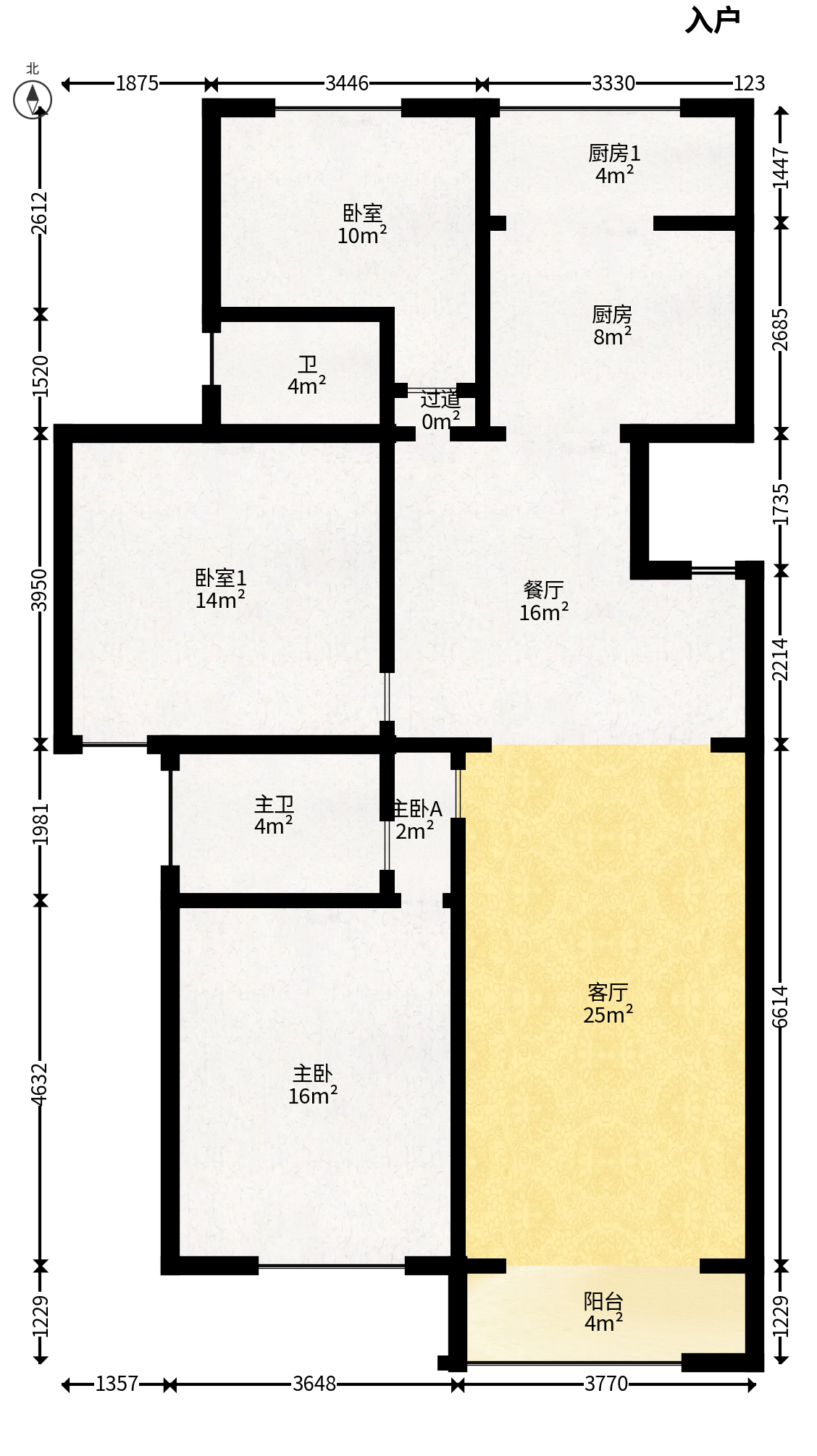 颐美园  1室2厅1卫   145.00万户型图