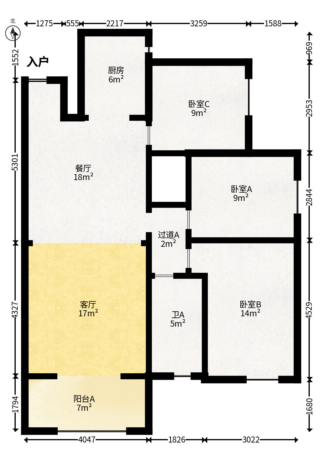 中建嘉和城  3室2厅1卫   102.00万户型图