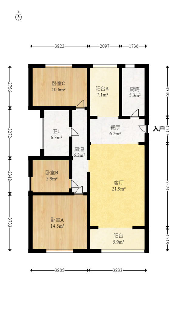 洋湖时代  4室2厅2卫   66.80万户型图