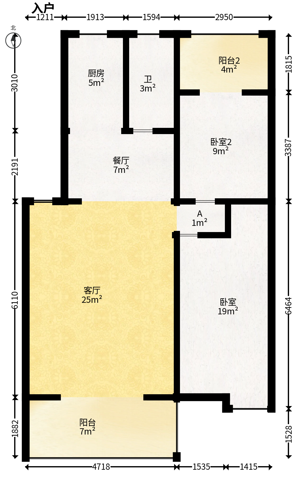 水木兰庭  2室2厅1卫   65.00万户型图