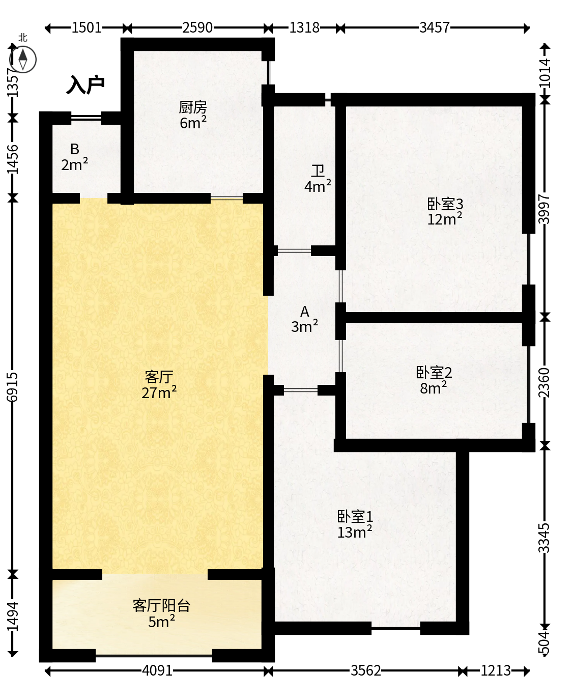 鑫远翡丽郡（鑫远翡丽雅苑）  3室2厅1卫   110.00万户型图