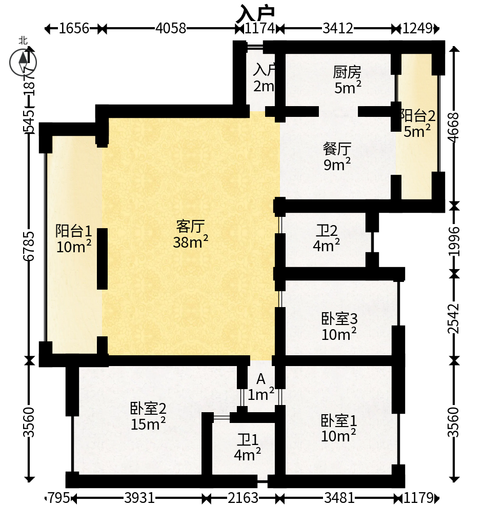 明昇壹城（明昇时代广场）二期  4室2厅2卫   274.00万户型图