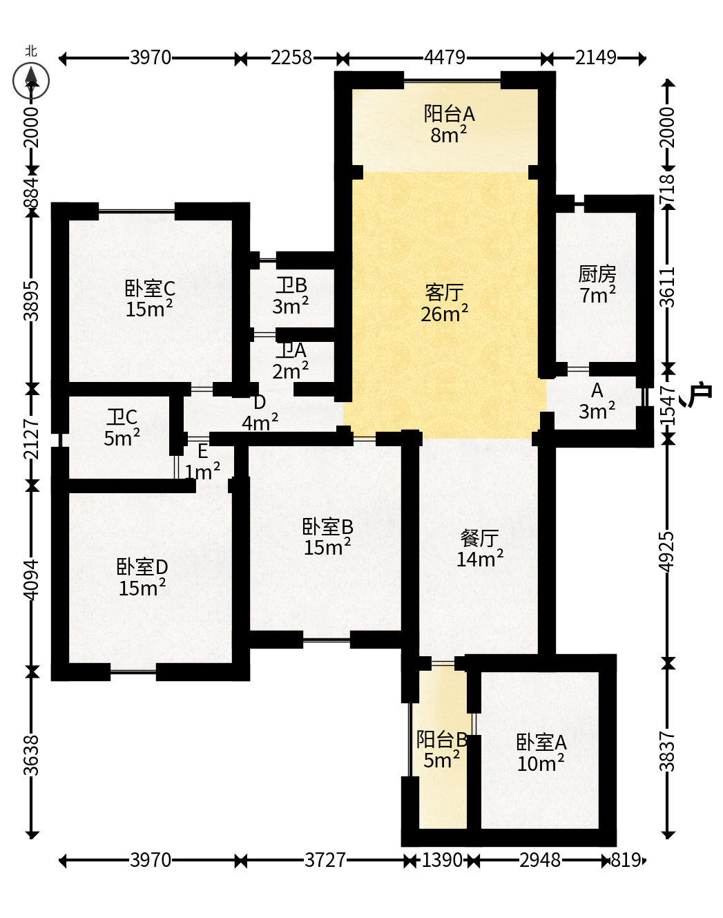 新盛珑璟台  4室2厅2卫   116.80万户型图