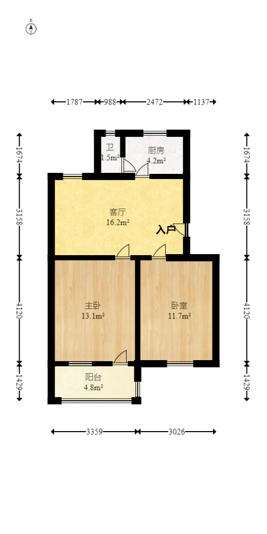 蒸菜街小区  2室2厅1卫   40.00万户型图