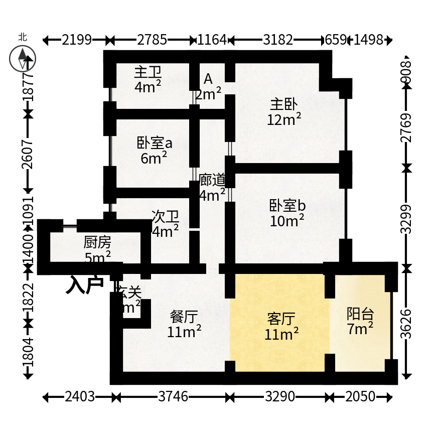 梅溪湖金茂府（金茂广场）（金茂览秀城）  3室2厅2卫   205.00万户型图