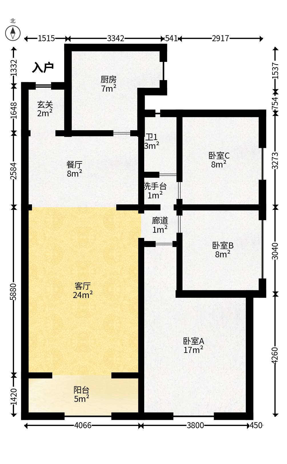 江山帝景哈佛  3室2厅1卫   98.00万户型图