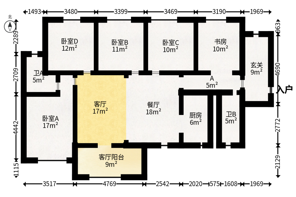 钰龙天下二期（钰龙佳园）  4室2厅2卫   328.00万户型图