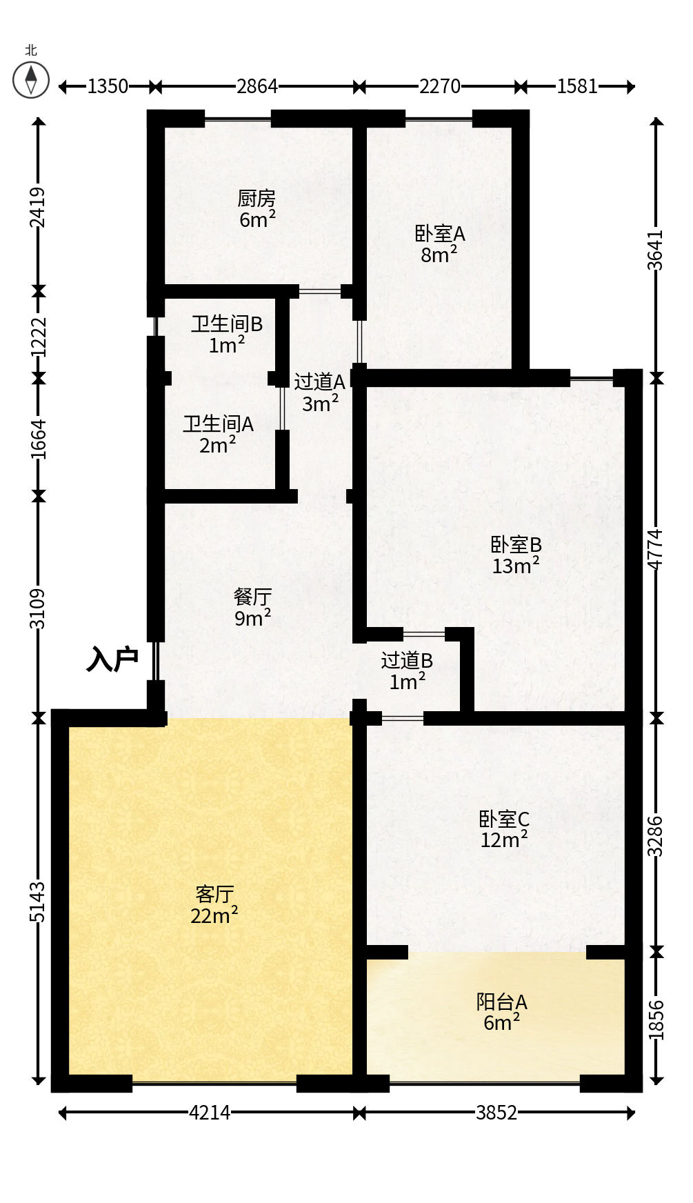化工设计院  3室2厅1卫   83.00万户型图
