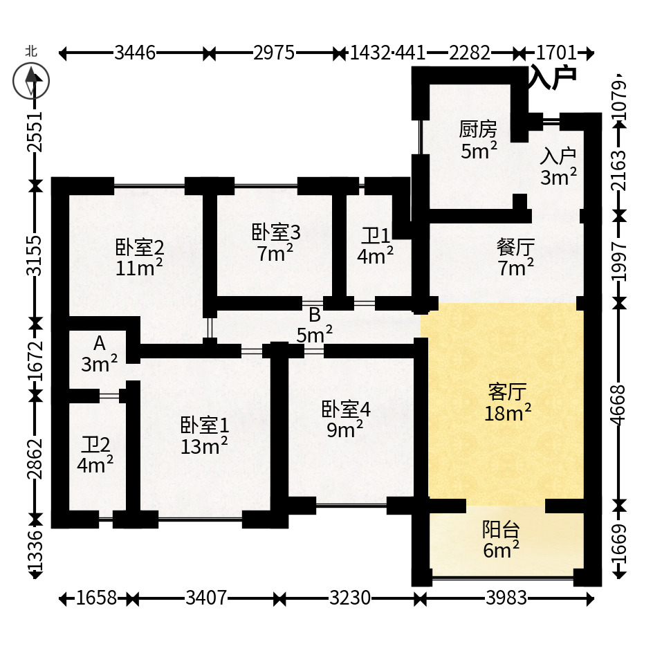 保利中环广场（保利中悦苑）  4室2厅2卫   186.00万户型图