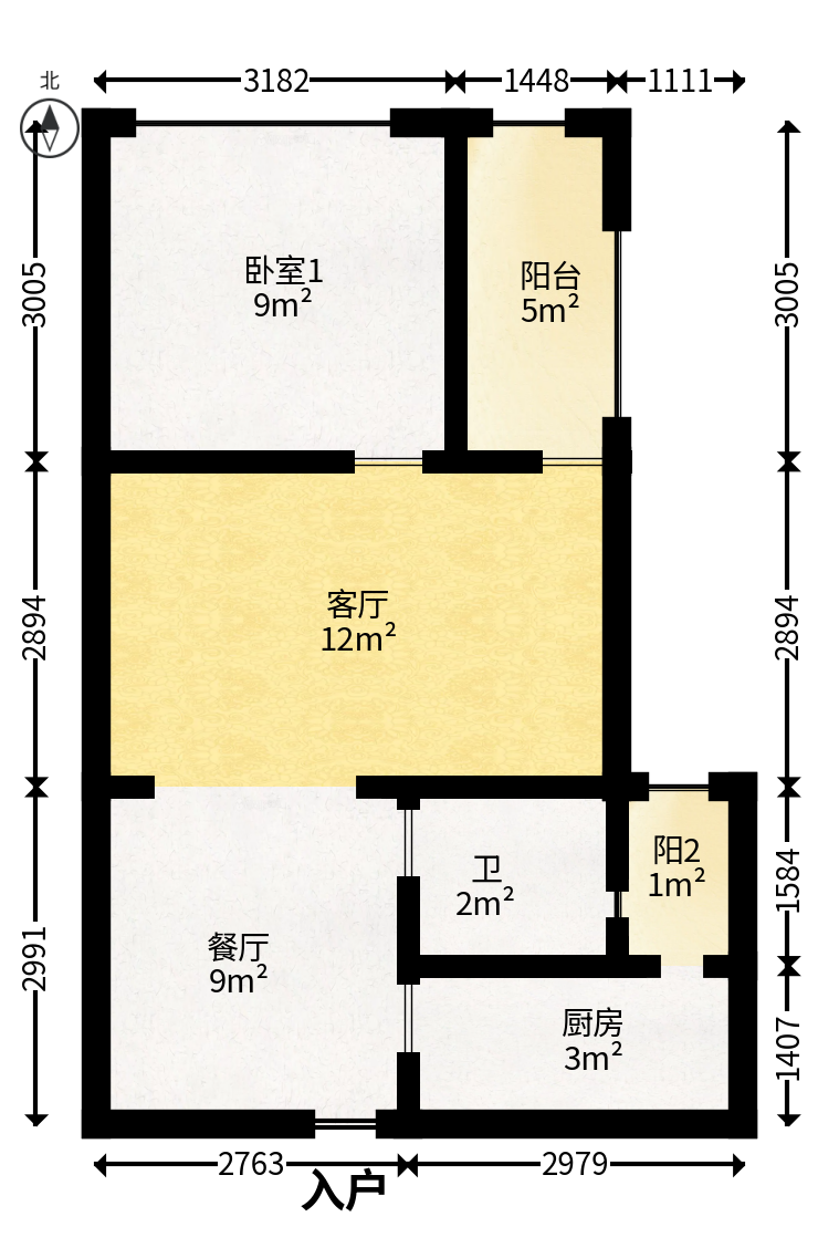 金领家族  1室1厅1卫   36.80万户型图