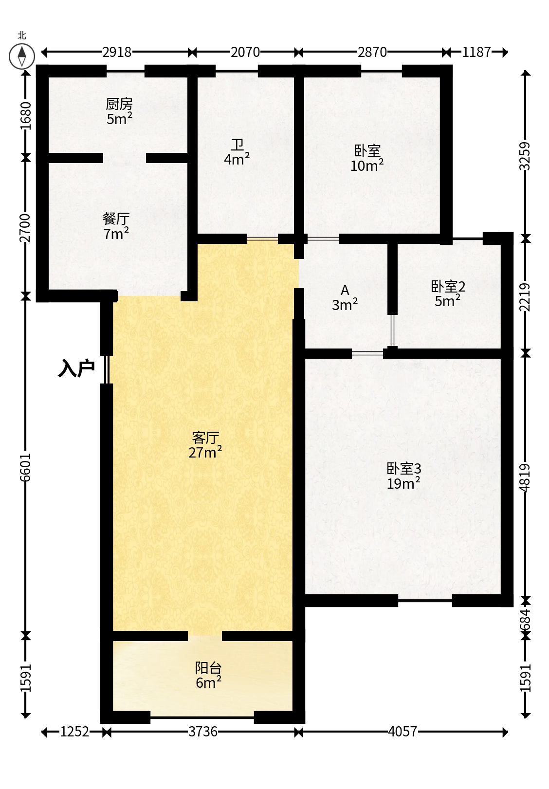 静园山庄  3室1厅1卫   50.80万户型图