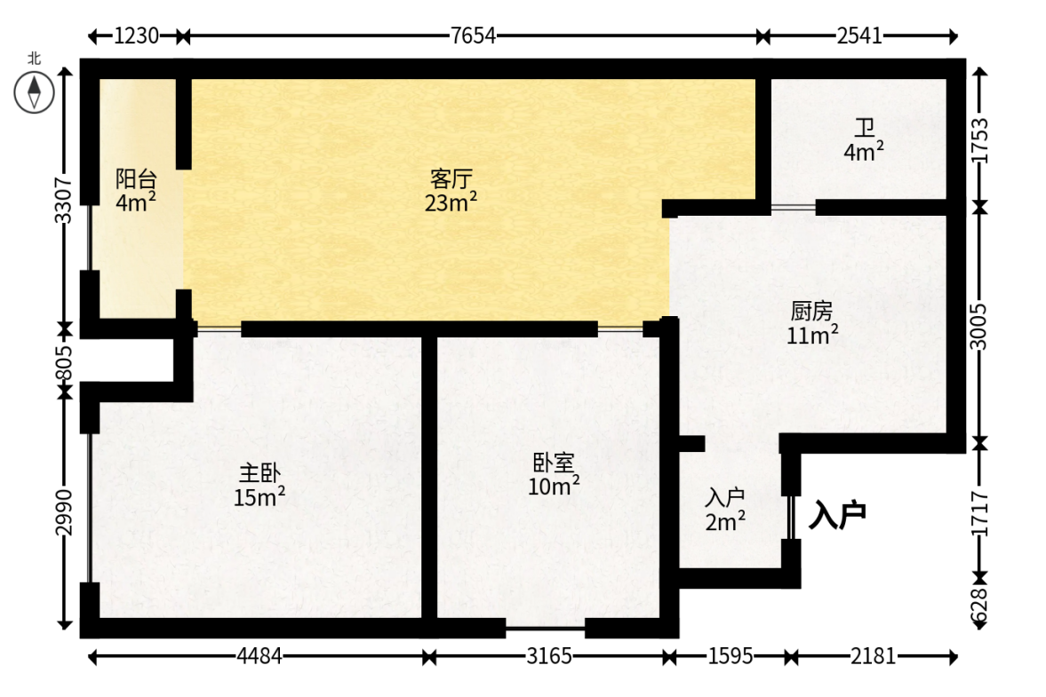 博雅例外  1室1厅1卫   61.80万户型图