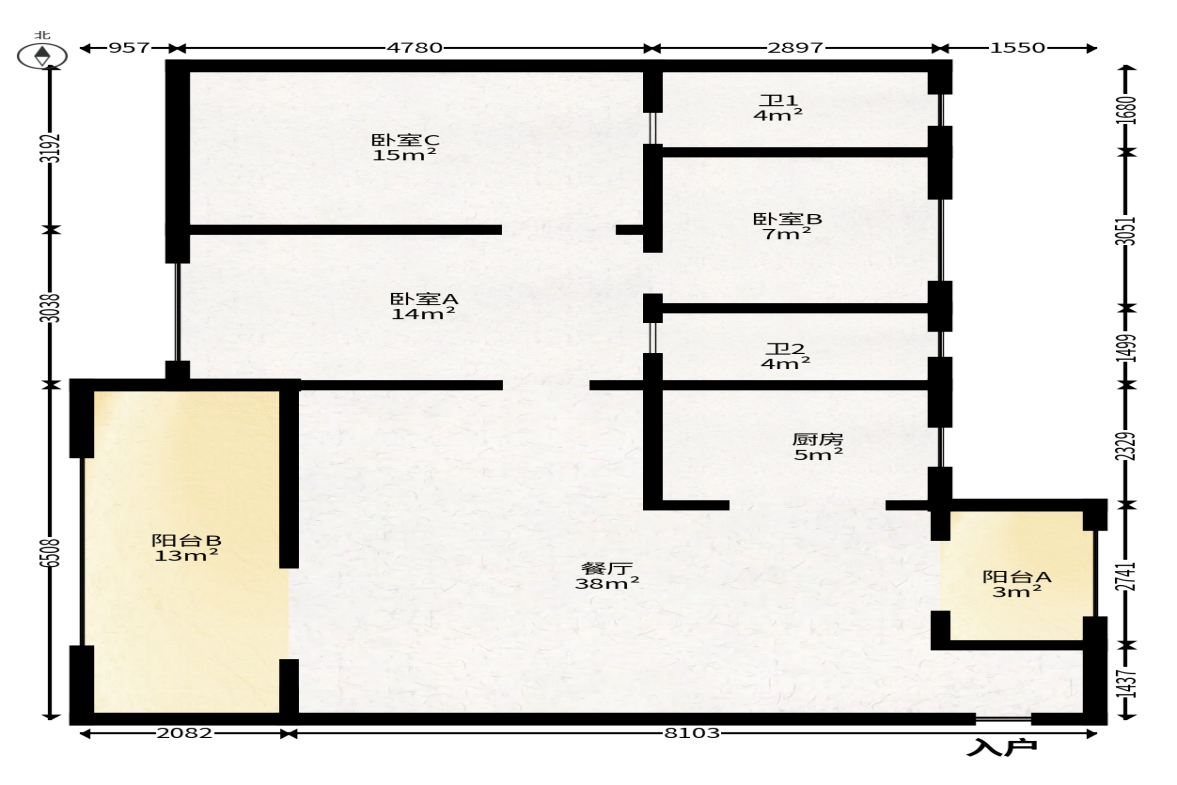 建发玖洲观澜  4室2厅2卫   156.00万户型图