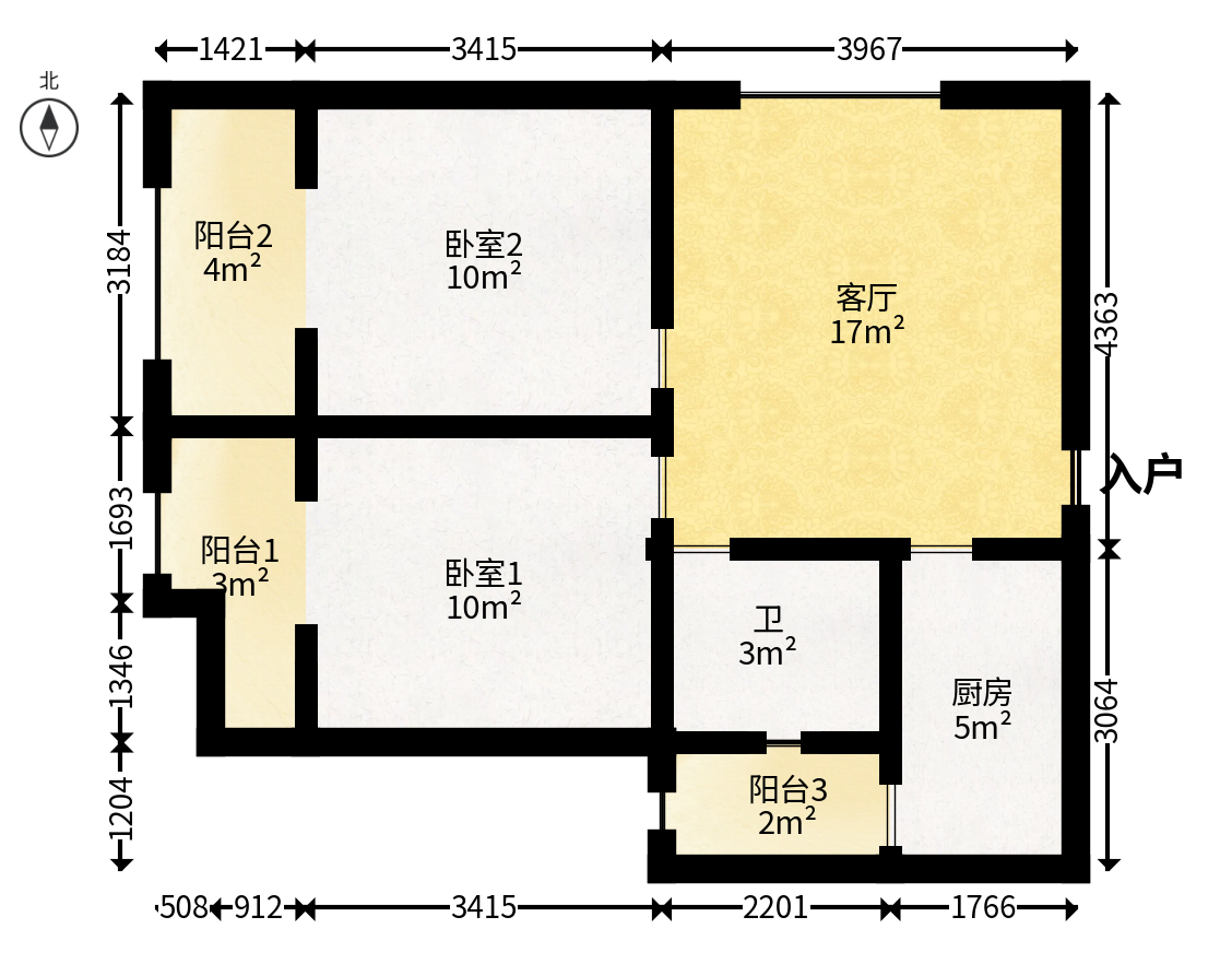 天鸿天府（天鸿中央大院）  2室2厅1卫   62.00万户型图