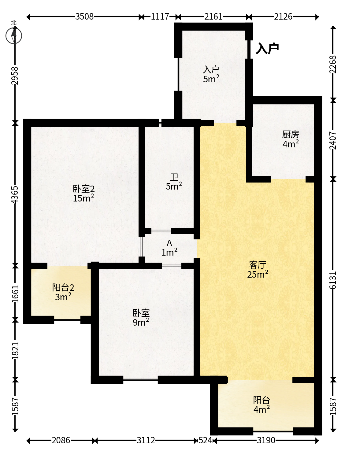 长房时代城  2室2厅1卫   80.00万户型图
