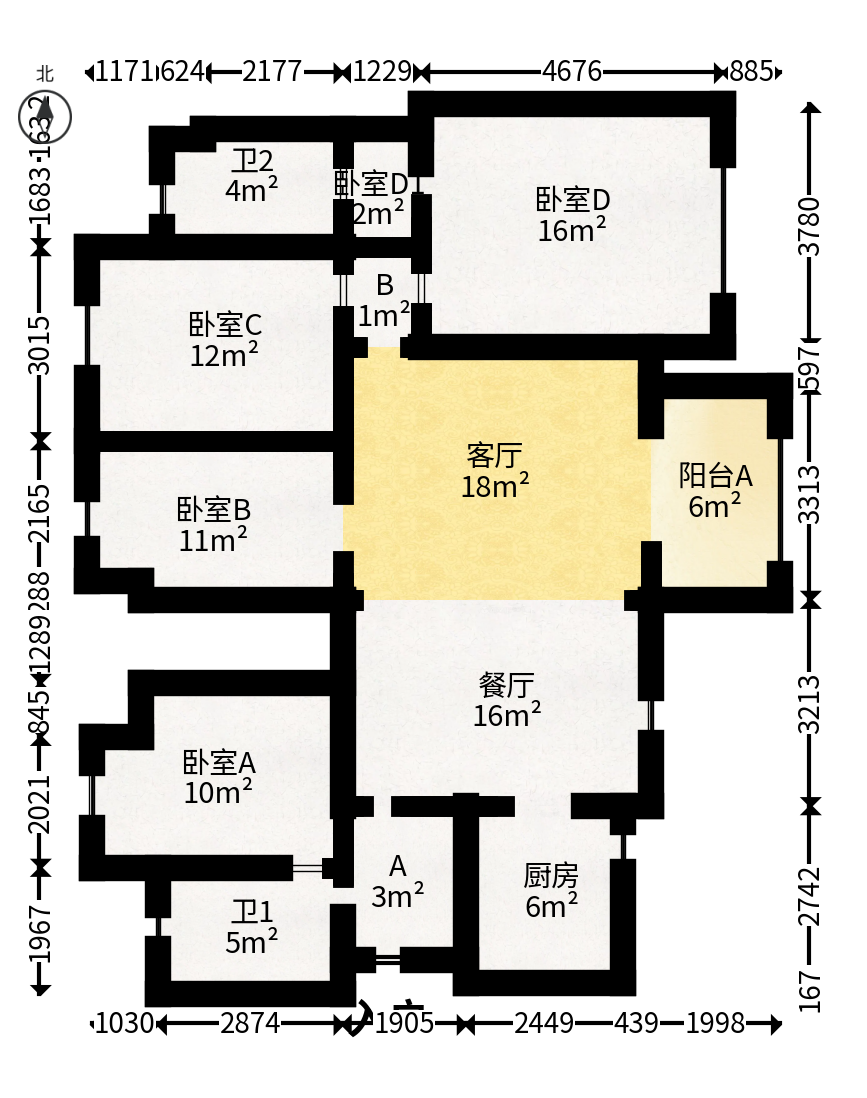 万科金域华府三四期  3室2厅2卫   140.00万户型图