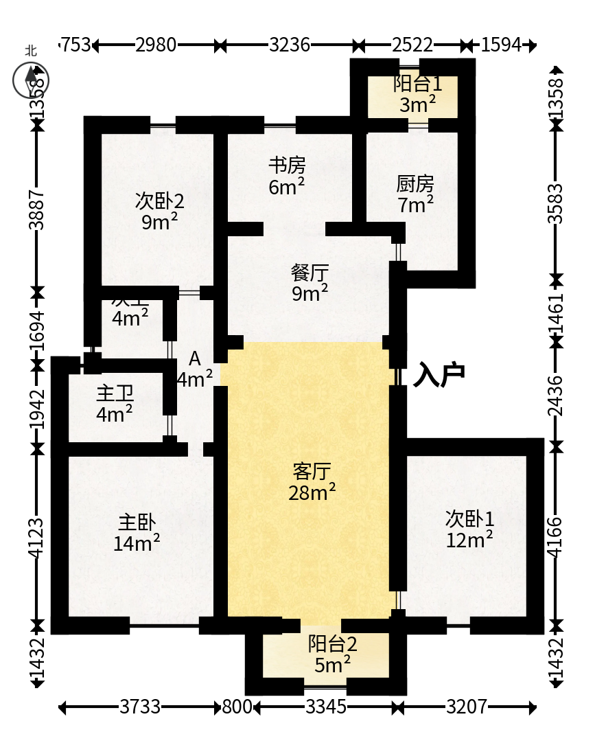 绿地海外滩二期  4室2厅2卫   75.00万户型图