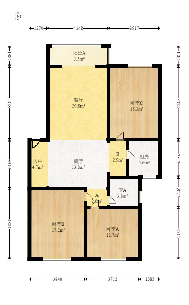 梅苑家园  3室2厅2卫   60.00万户型图