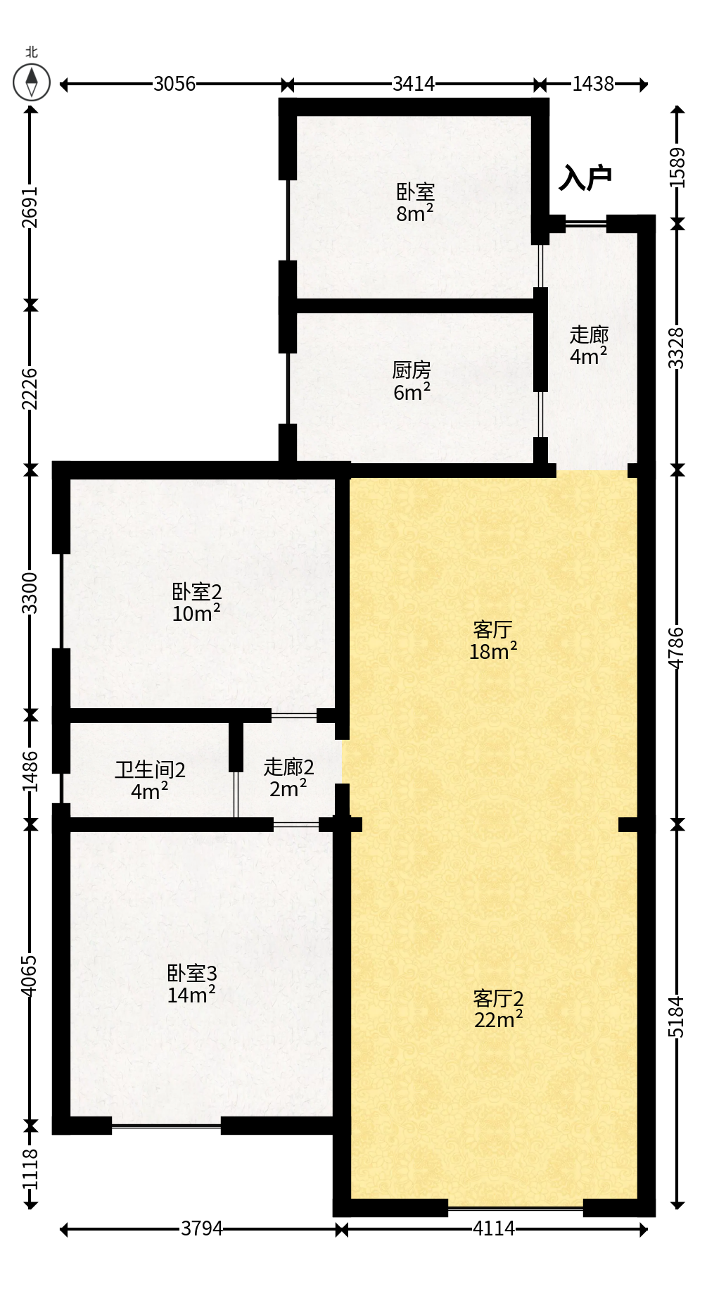 紫华郡  3室1厅1卫   56.80万户型图